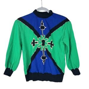 St. John Embellished Maltese Cross Pullover Sweater Petite Size